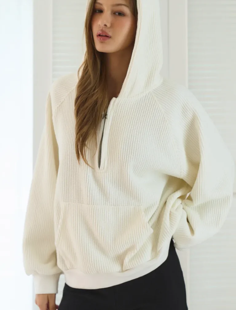 Double Layer Knitted Hoodie<span> - </span>IVORY, S