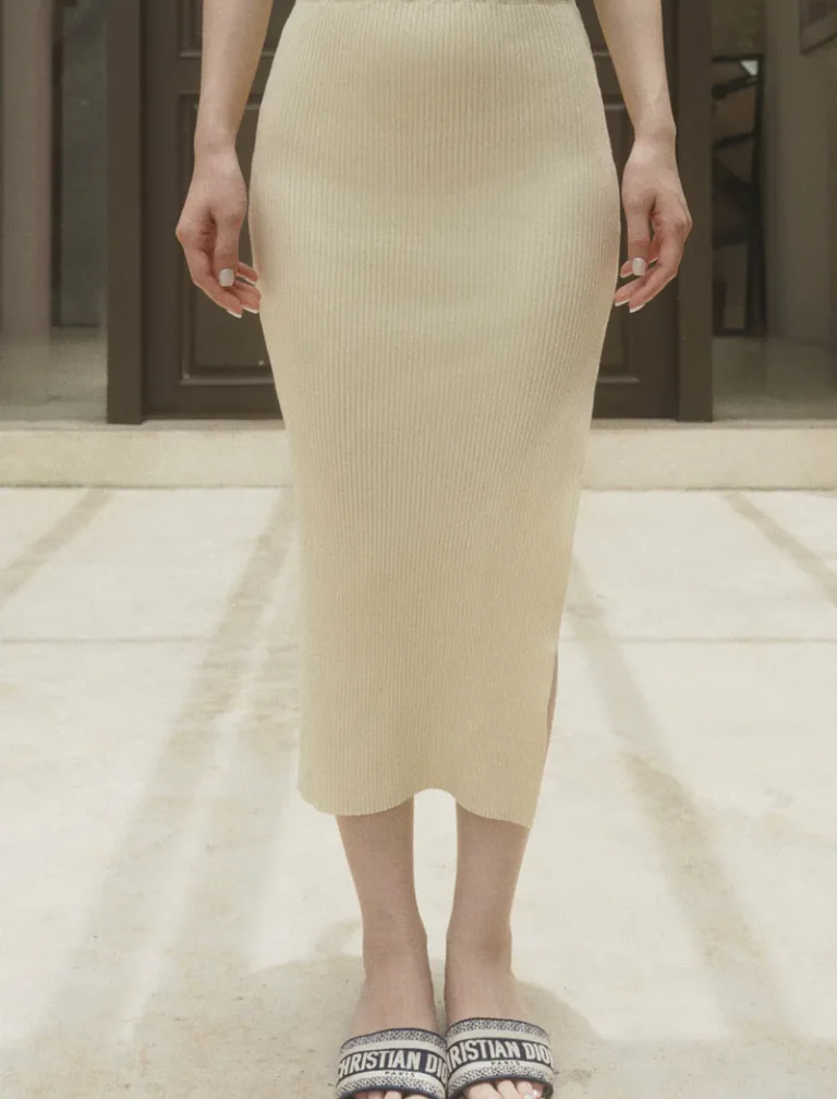 Hourglass Knit Skirt<span> - </span>BEIGE, S