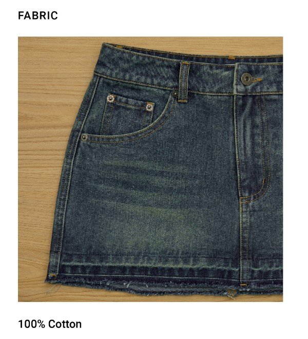 RS616 Vintage Denim Skirt Charcoal FABRIC 2