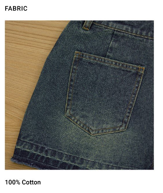RS616 Vintage Denim Skirt Charcoal FABRIC 3