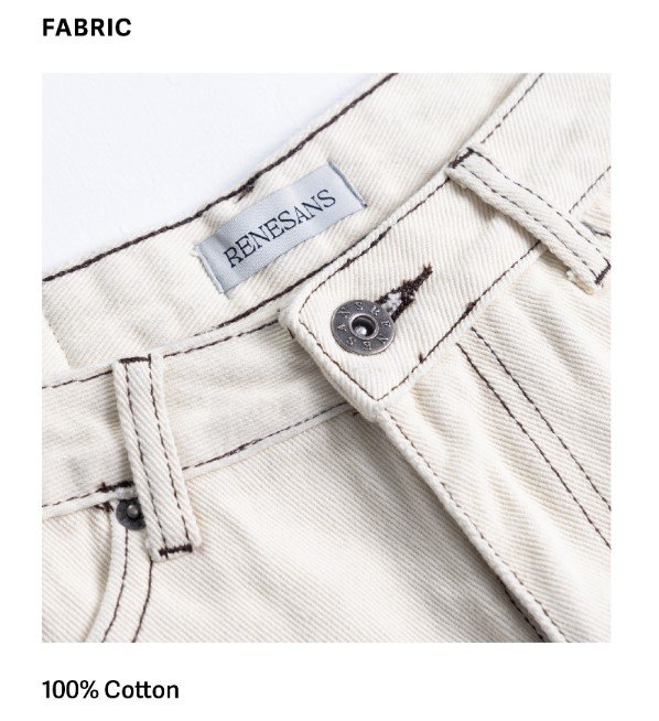 RS828 Denim Shorts Cream FABRIC 1