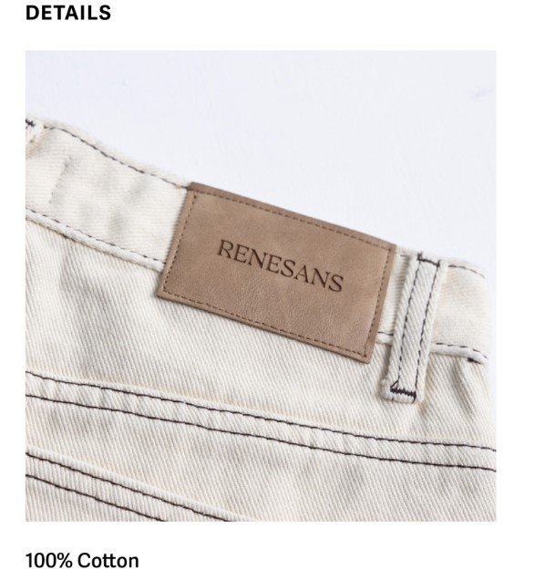RS828 Denim Shorts Cream FABRIC 2