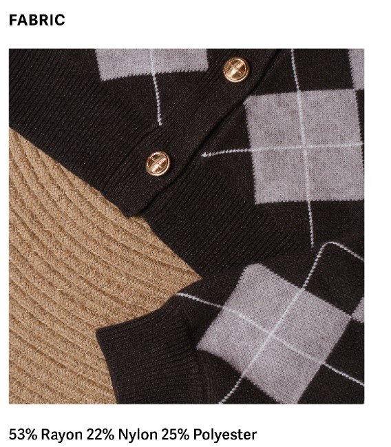 XOXO Cardigan BlacknGrey FABRIC 3