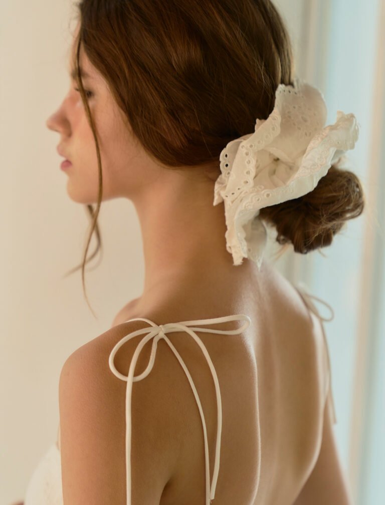 Ruffle Layered Scrunchie - White